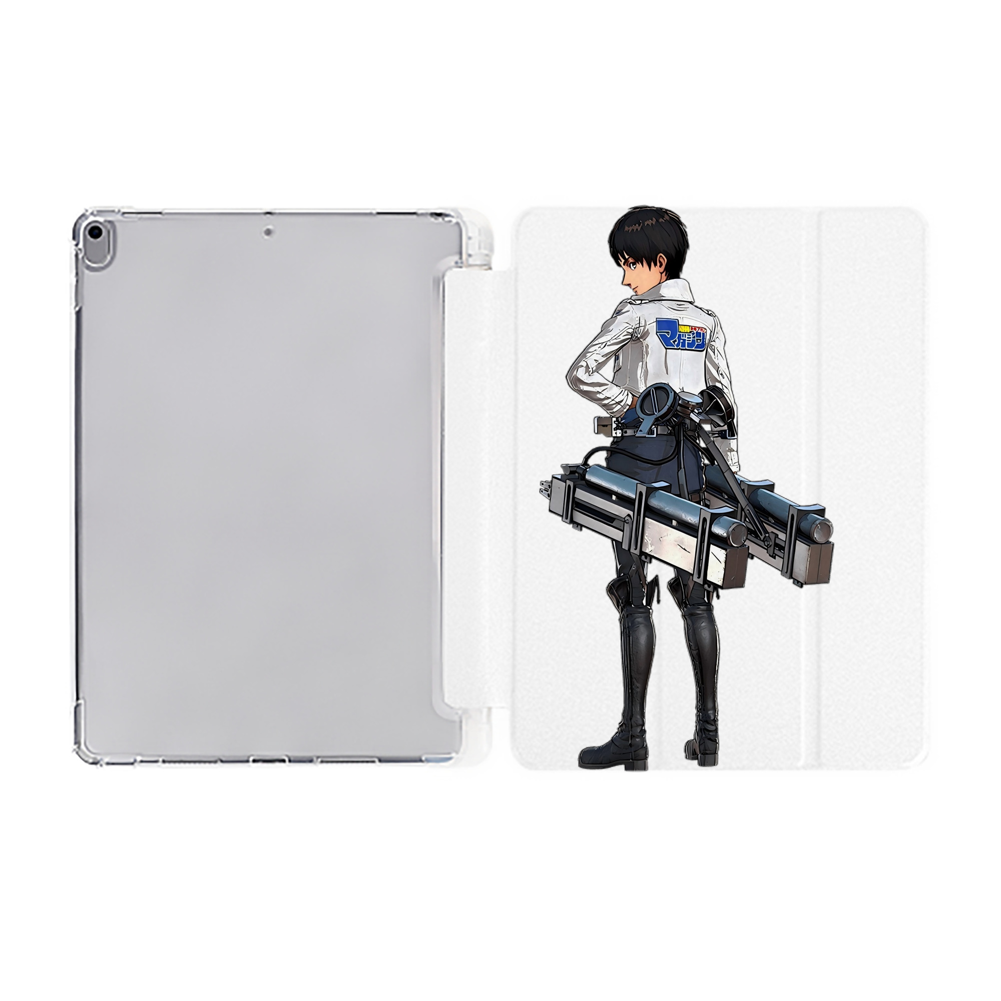 （画像用） 進撃の巨人 エレン･イェーガー Attack on Titan Eren Jäger IPad ケース ペン収納付き 三つ折りスタンド PUレザー×シリコン 対応機種9.5/10.5/10.9インチ